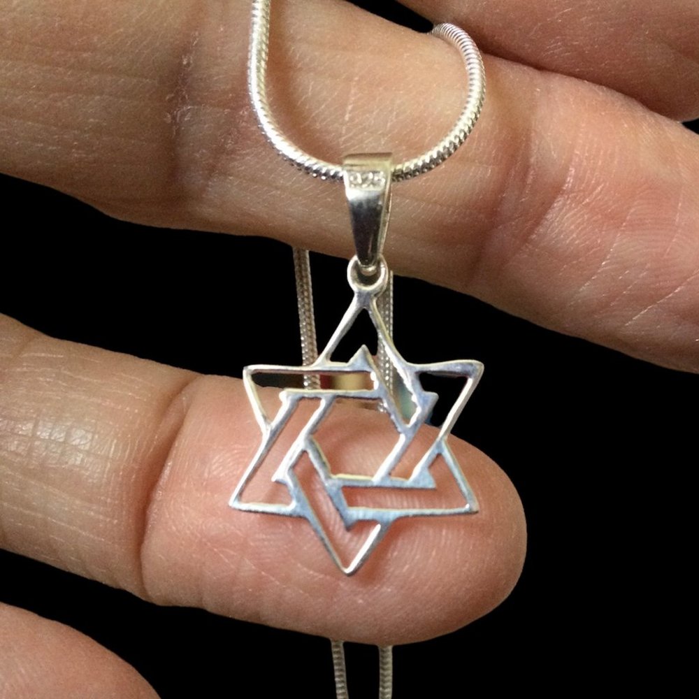 Rhodium Star Of David Necklace